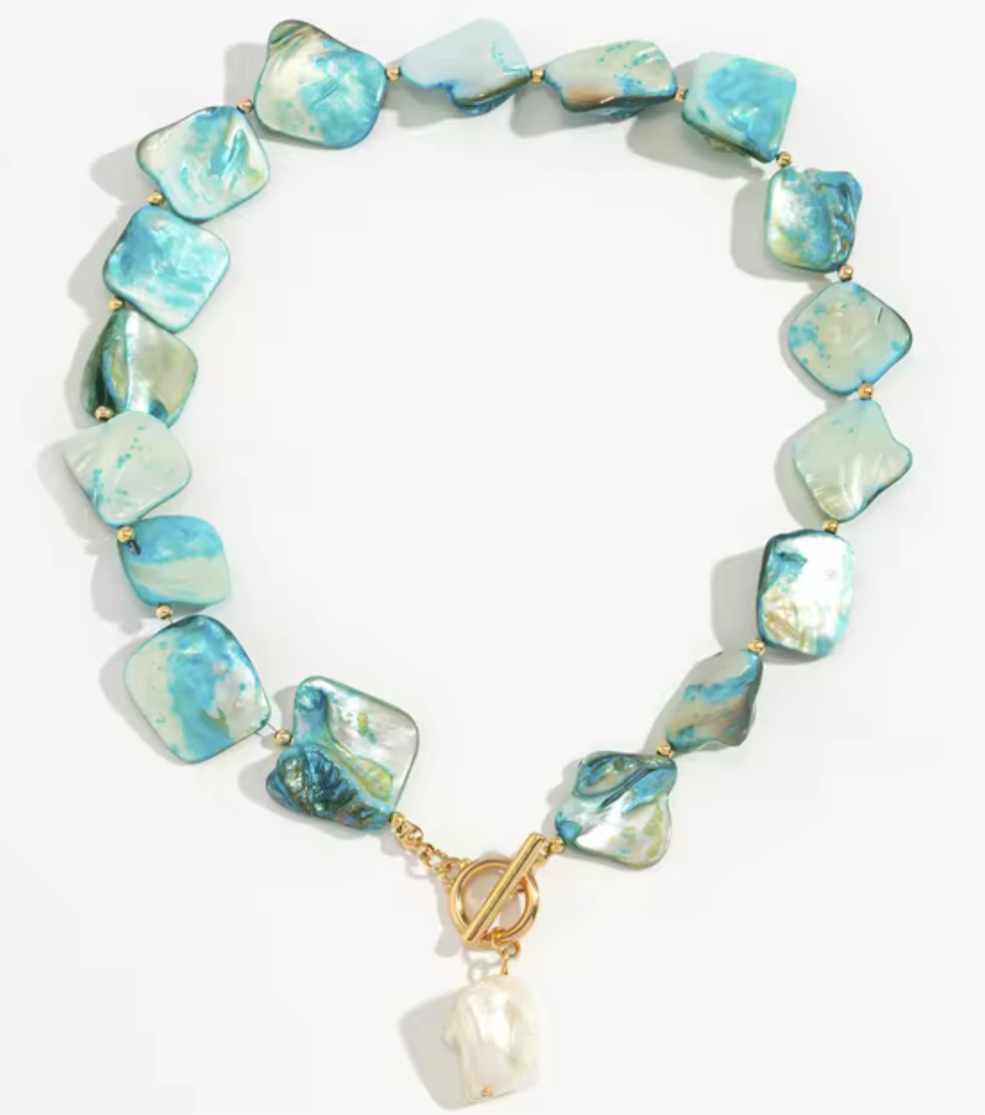 Seaside pearl choker, Aqua