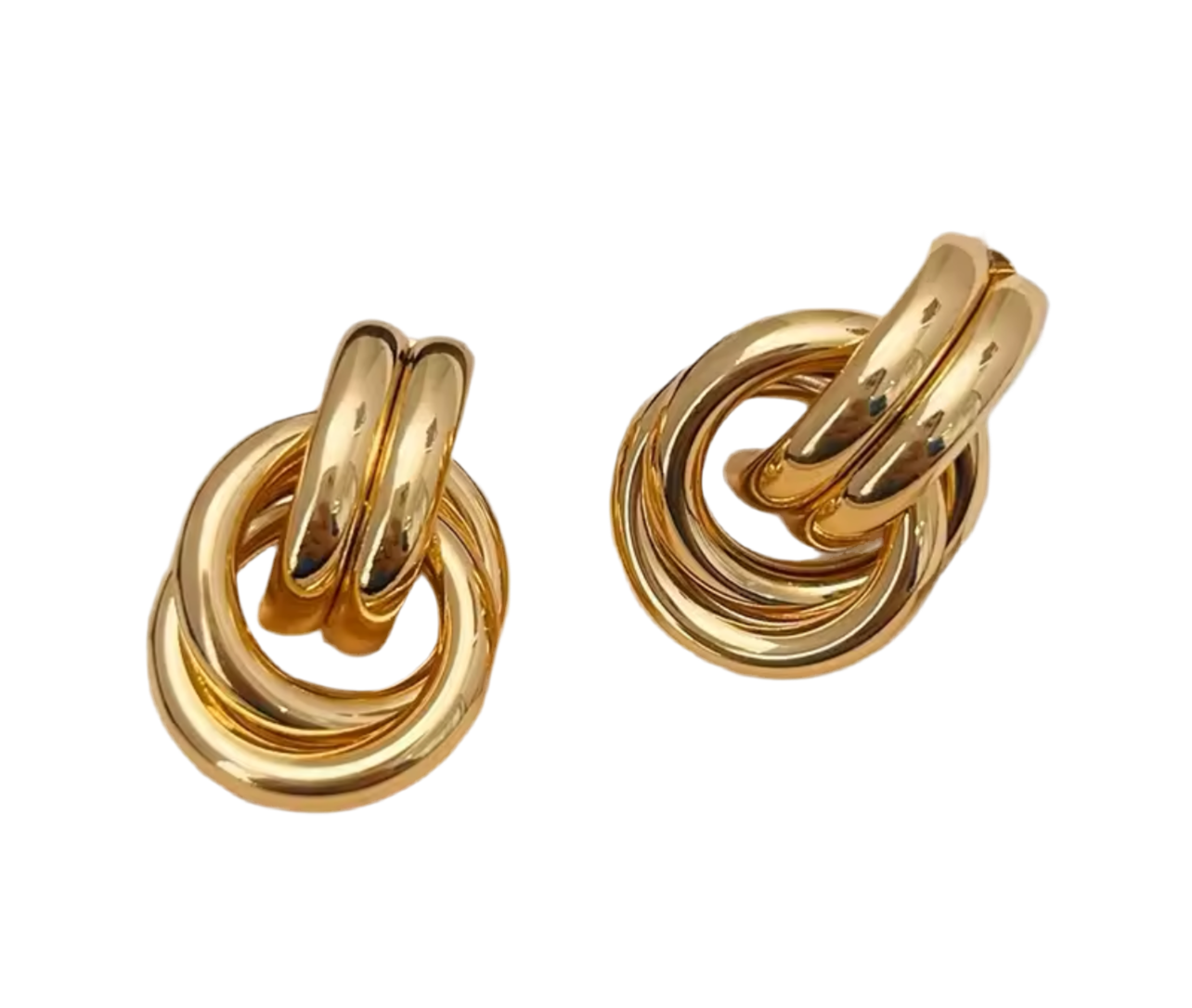 Double layer knot Earrings, Gold