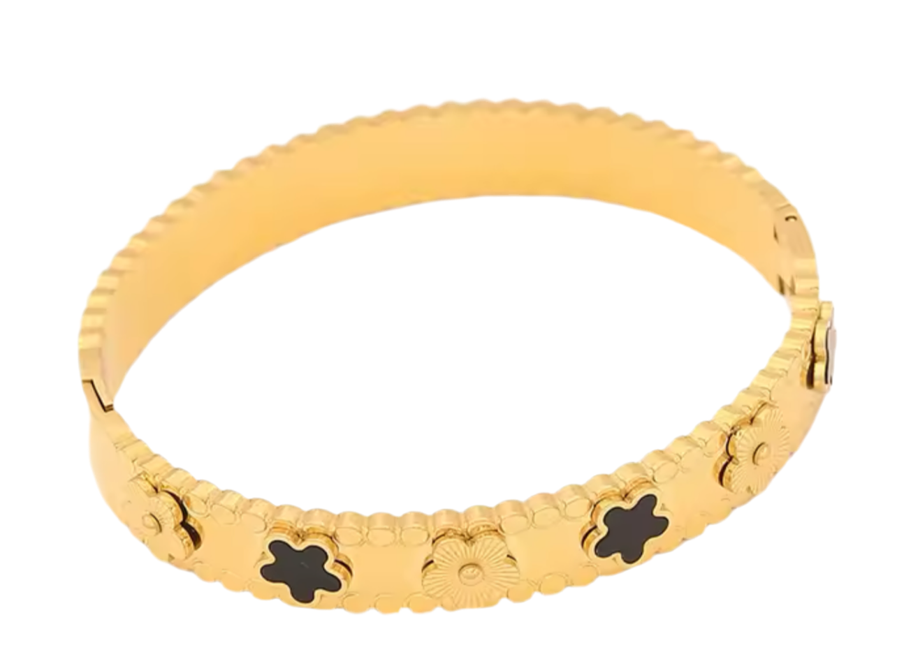 The Floral Bangle, Black & Gold