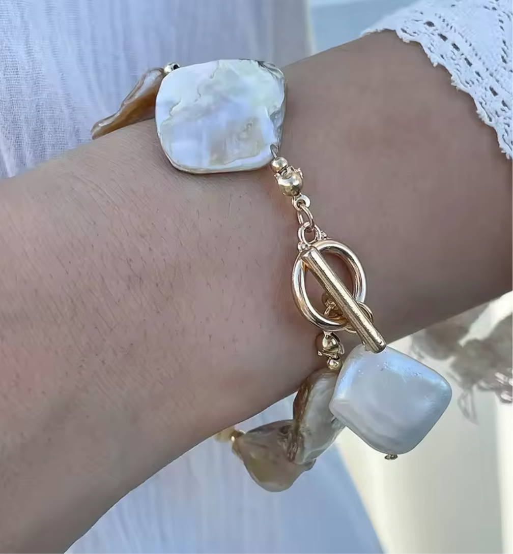 Seaside Pearl Bracelet, Beige