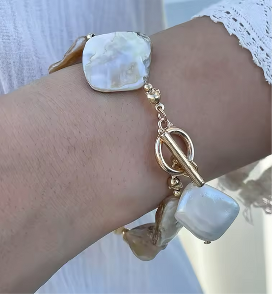 Seaside Pearl Bracelet, Beige