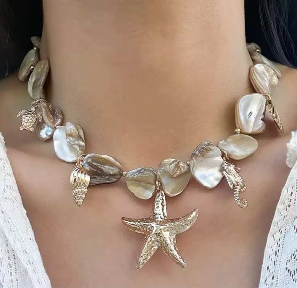 Seaside starfish chocker, Beige