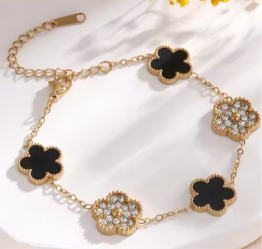 5 Lucky flowers Bracelet, Black