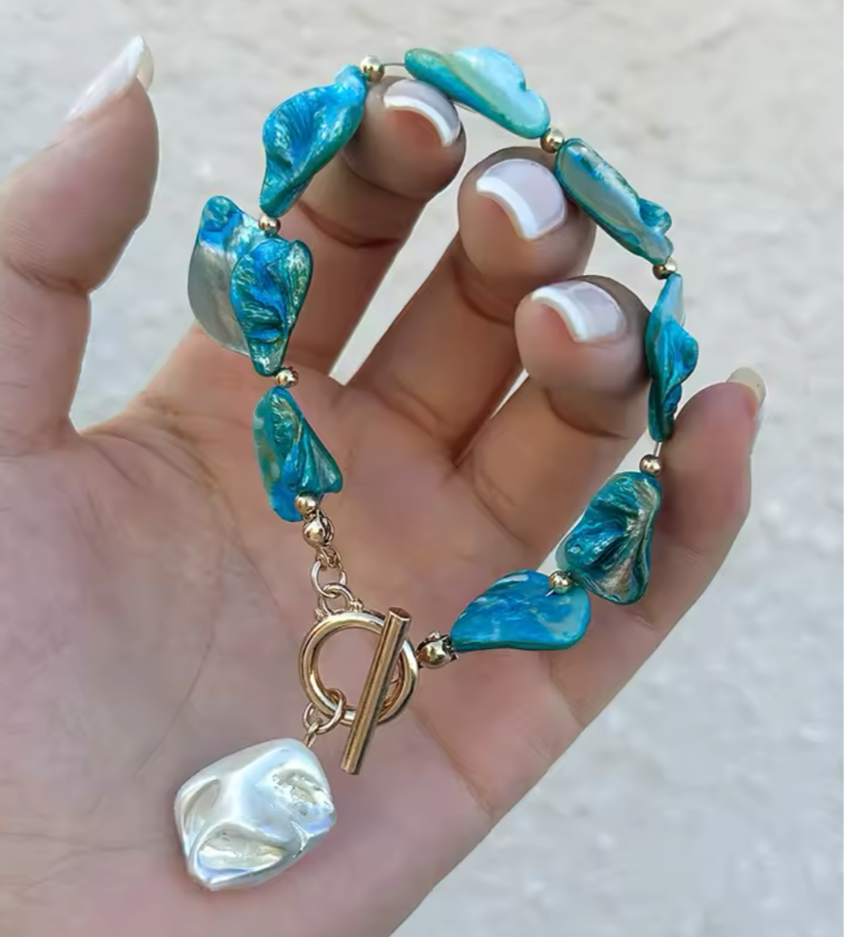 Seaside Pearl Bracelet, Aqua
