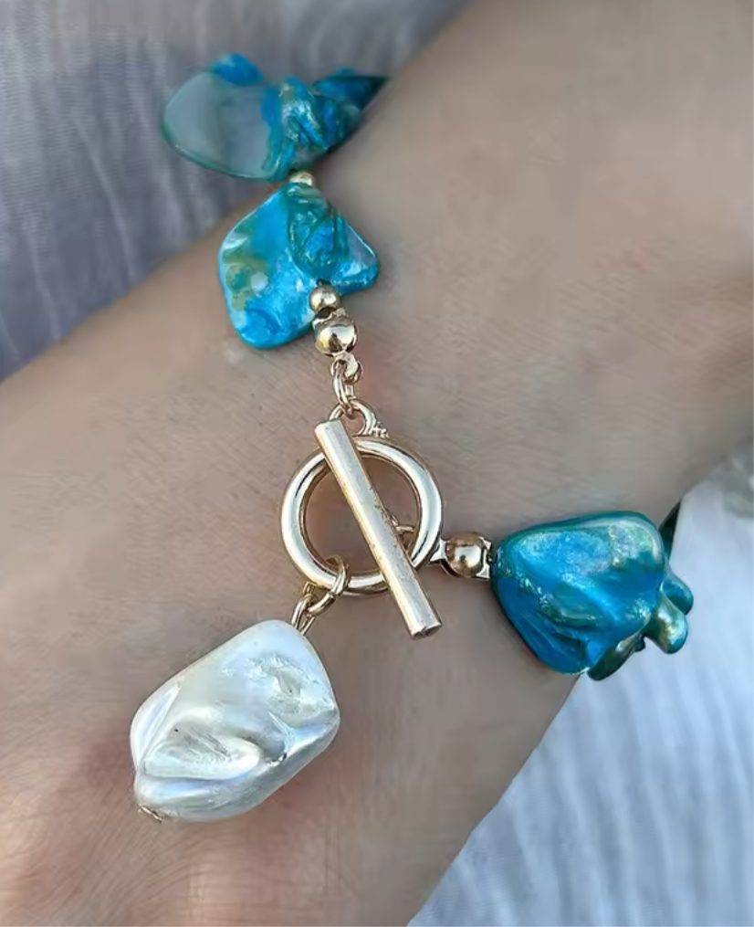 Seaside Pearl Bracelet, Aqua