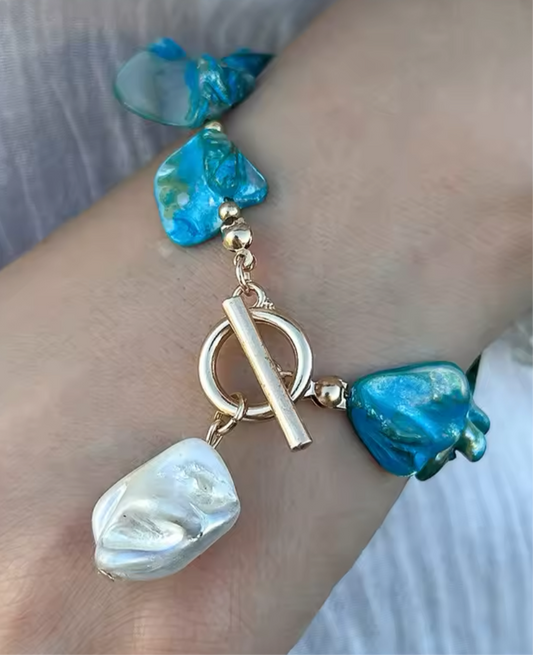 Seaside Pearl Bracelet, Aqua