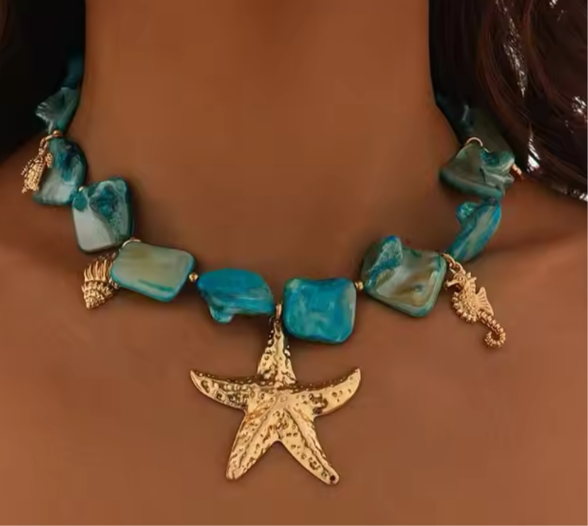 Seaside starfish Choker, Aqua