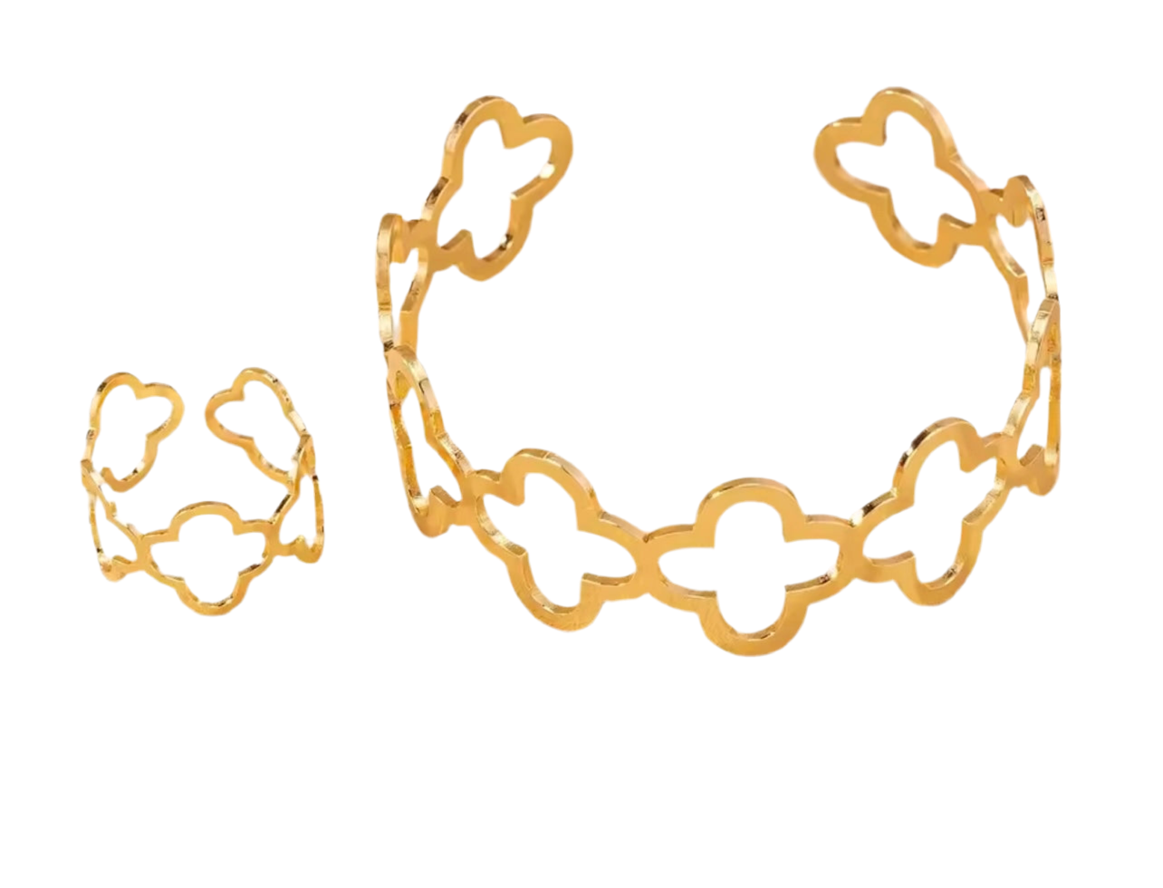 Hollow Flower Bangle & Ring