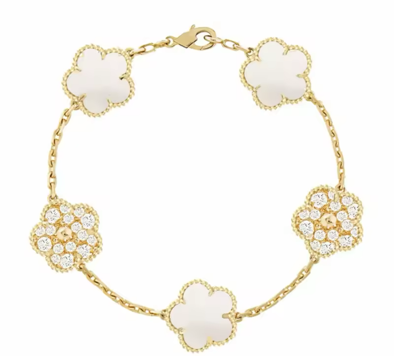 5 Lucky Flowers Bracelet, White