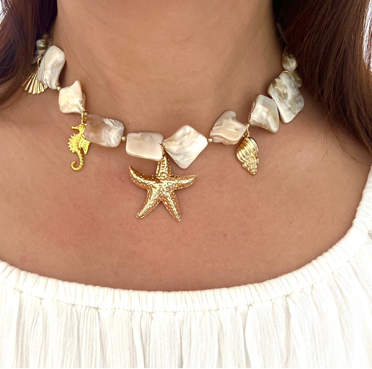 Seaside starfish chocker, Beige